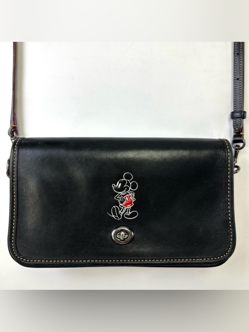 Coach x Disney Penny Crossbody with Mickey Mouse F59374 Black Glove Calf Leather